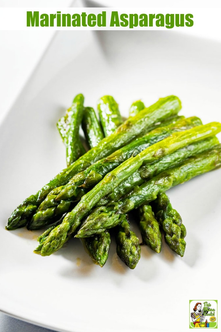 A plate of Marinated Asparagus.