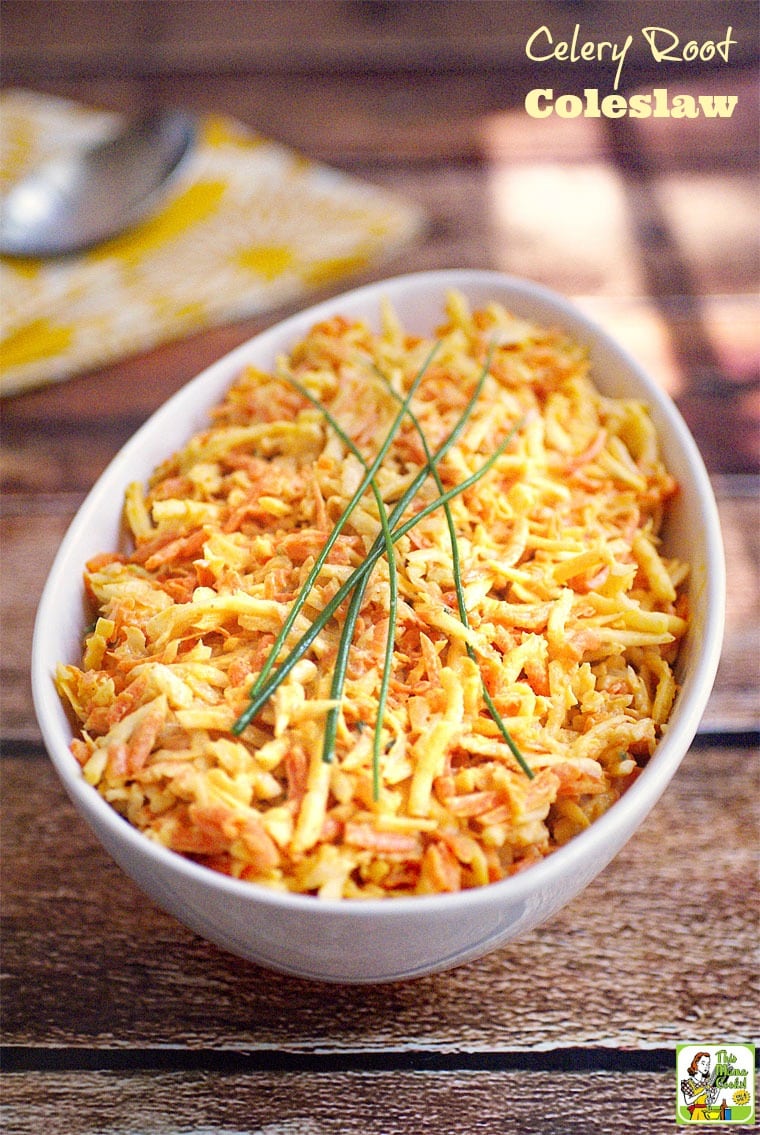 A bowl of Celery Root Coleslaw.