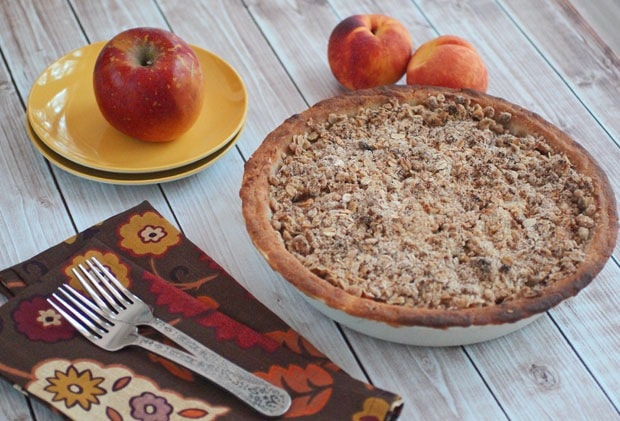 Gluten Free Oatmeal Crumb Apple Peach Pie | This Mama Cooks! On a Diet™