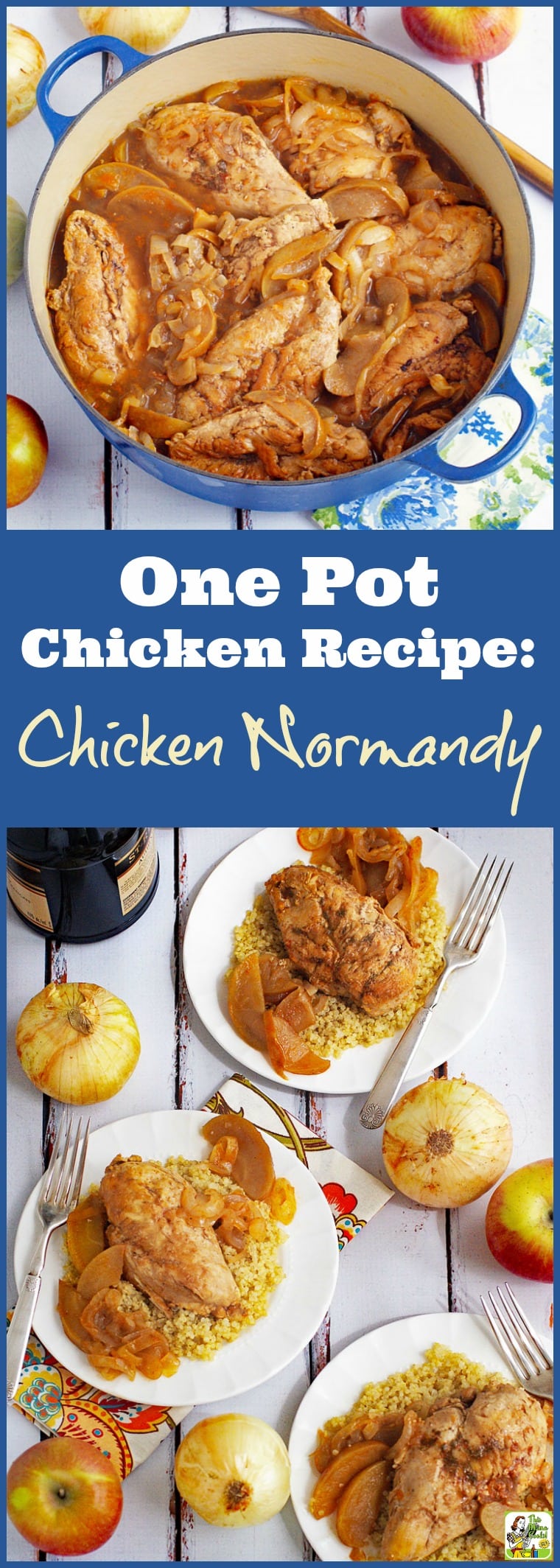 Chicken Normandy à la Marie-Celine. This easy one pot chicken recipe is made with apples, onions, and brandy. Serve on rice, quinoa, gluten free noodles, or wild rice. Naturally gluten-free. #recipes #easy #recipeoftheday #glutenfree #easyrecipe #easyrecipes #glutenfreerecipes #dinner #easydinner #dinnerrecipes #dinnerideas #chicken #chickenfoodrecipes #chickenrecipes