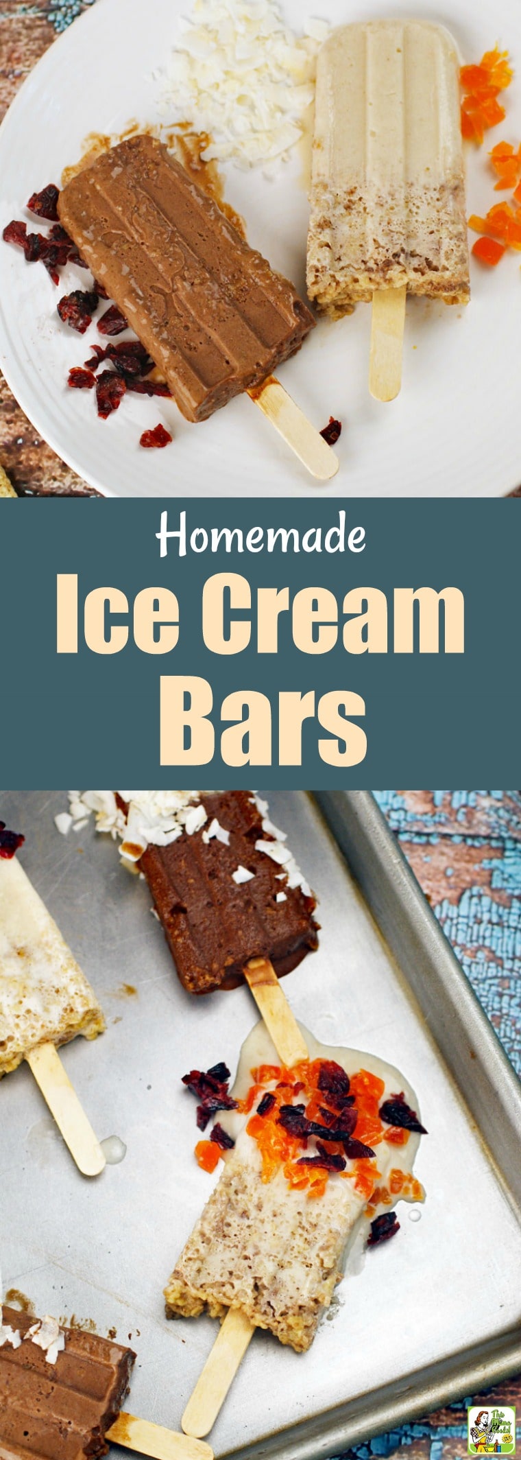 How about making some Homemade Ice Cream Bars for snack time? They’re the perfect ice cream dessert recipe to make with the kids! Can be made gluten free, dairy free, vegan, and guilt free depending on what ice cream and ingredients you choose to use. Directions tell you how to use popsicle molds or mini-paper cups and craft sticks. #recipes #easy #recipeoftheday #glutenfree #easyrecipe #easyrecipes #glutenfreerecipes #snacks #desserts #dessertrecipes #dessertideas #veganfood #vegan #vegan...
