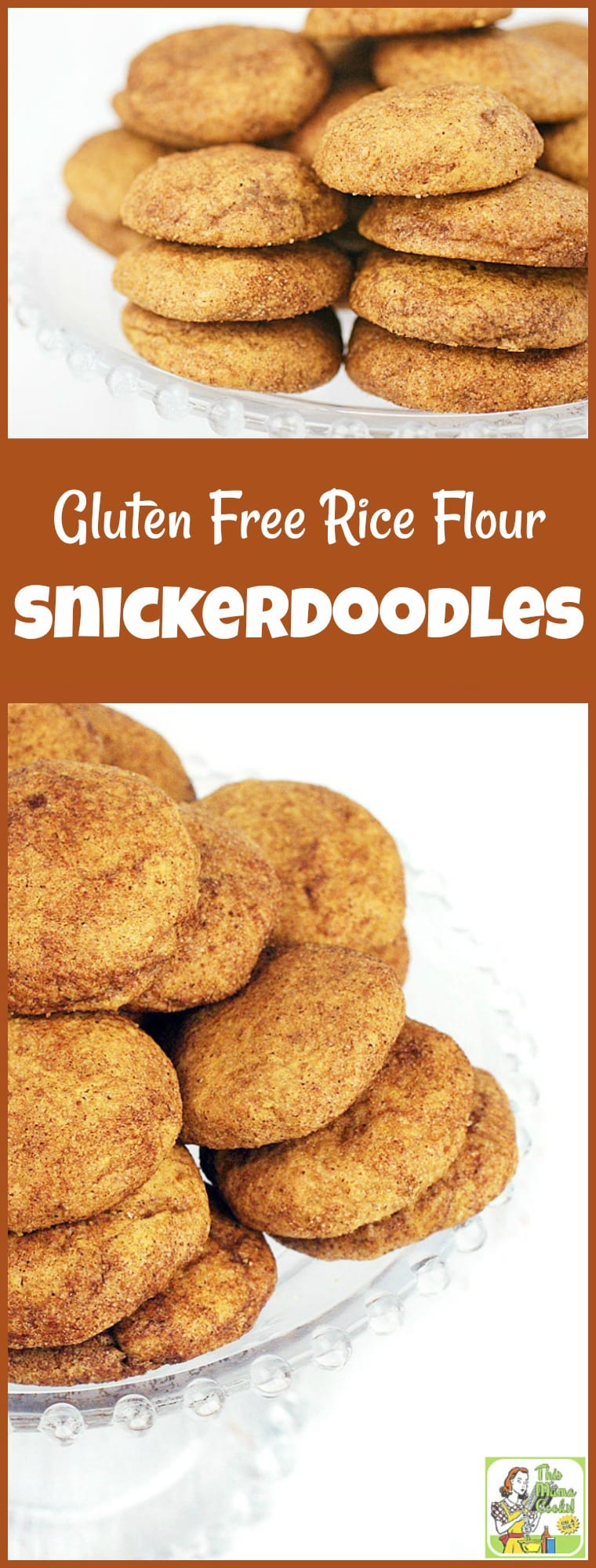 Looking for a gluten-free cookie recipe? Try this easy to make Gluten Free Rice Flour Snickerdoodles cookie recipe. Snickerdoodle cookies are ideal for a cookie exchange, a holiday cookie swap or homemade gifts. #recipe #easy #recipeoftheday #healthyrecipes #glutenfree #easyrecipes #baking #cookies #cookieexchange #cookieswap #desserts #dessertrecipes #dairyfree