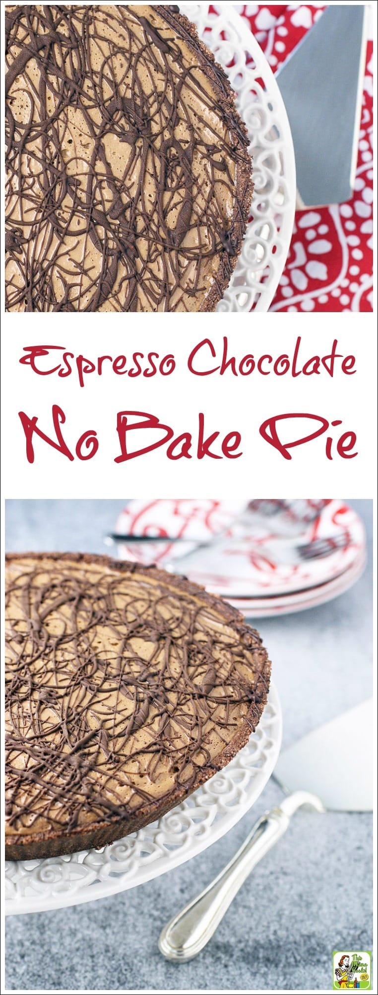 Make this quick and easy Espresso Chocolate No Bake Pie recipe. This yummy no bake dessert uses silken tofu and chocolate soymilk instead of ice cream and cow’s milk. So not only will your vegan and vegetarian friends ask for the recipe, but so will anyone who can’t tolerate dairy products. #baking #pie #dairyfree #veganfood #vegan #veganrecipes #vegandesserts #glutenfree #recipe #recipes #coffee #chocolate #tofu