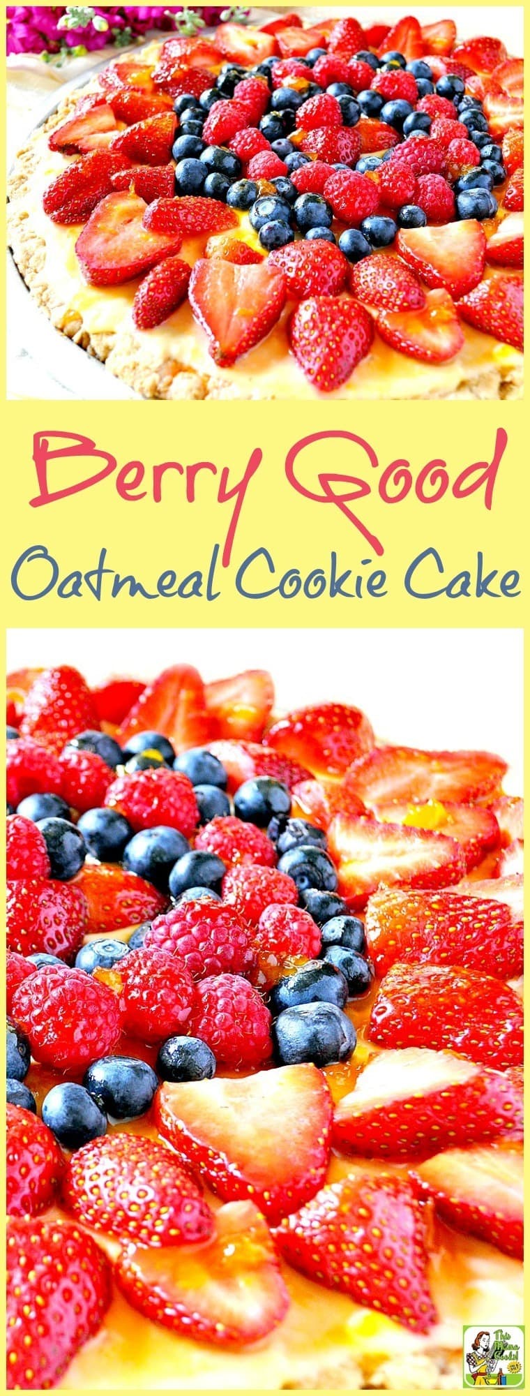 Make Berry Good Oatmeal Cookie Cake for holidays and backyard parties. Made with slices of fruits like kiwi, star fruit, peaches, blackberries, banana, and pineapple placed on a giant oatmeal cookie. #recipes #easy #recipeoftheday #healthyrecipes #glutenfree #easyrecipes #cookies #cookierecipes #baking #fruit #oatmeal #oatmealcookies #berries #desserts #dessertrecipes #dessertideas