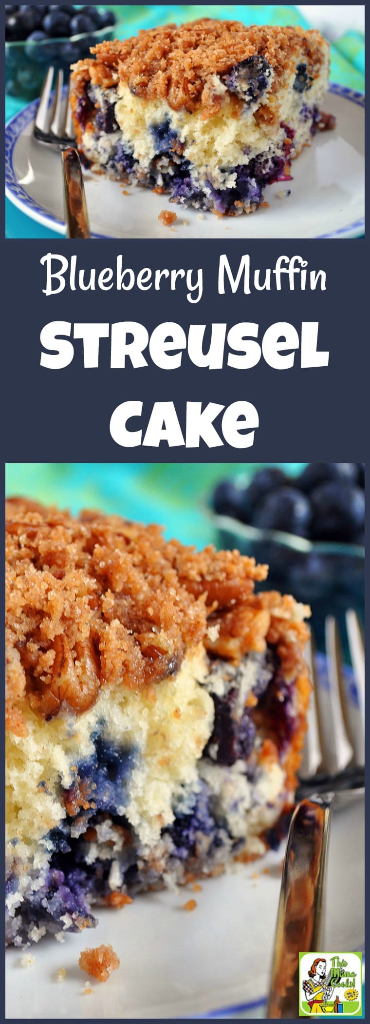 Make Blueberry Muffin Streusel Cake for brunch, a work breakfast meeting, or snack. (Recipe comes with a gluten free and sugar free option.) #recipes #recipeoftheday #healthyrecipes #easyrecipe #easyrecipe #blueberries #baking #bakingrecipes #easybaking #sugarfreerecipes #sugarfree #cake #cakerecipes #snacks #snackrecipes #diabeticrecipes #diabeticlifestyle #diabetic #diabeticliving