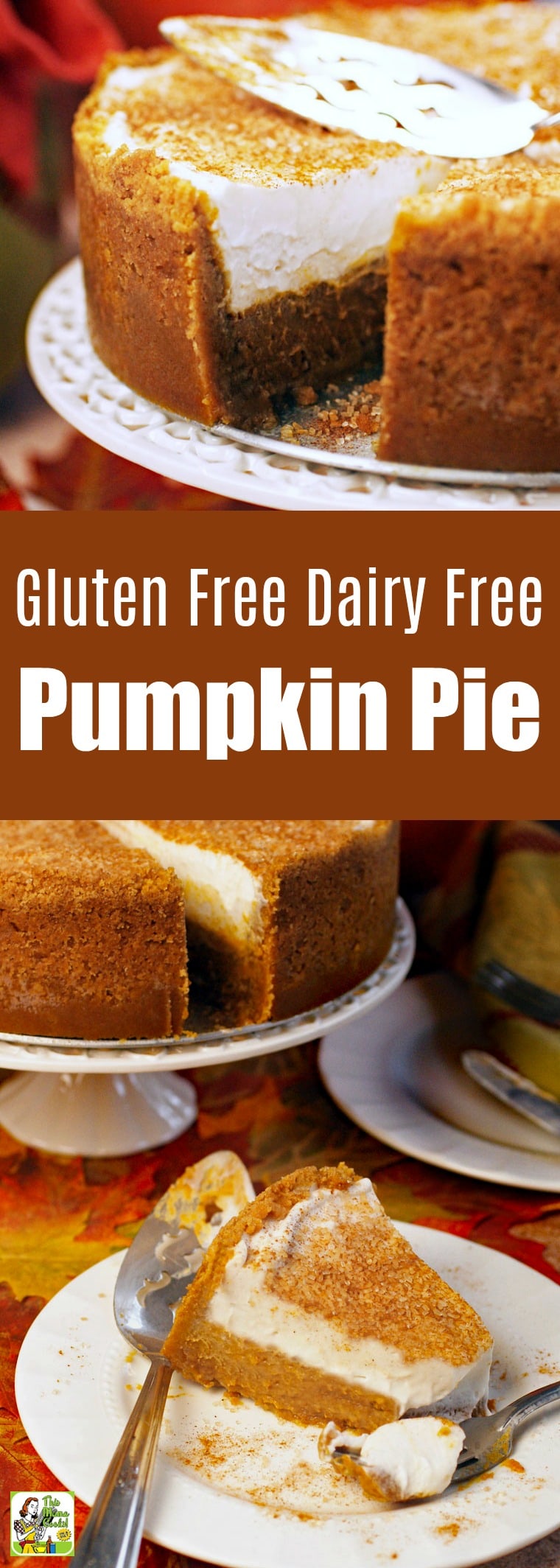 This Gluten Free Dairy Free Pumpkin Pie is a must serve Thanksgiving dessert. Dairy-free pumpkin pie made with coconut cream & gluten-free cookie crust. Tips on making it into a sugar-free & a vegan pumpkin pie recipe. #recipes #easy #recipeoftheday #glutenfree #easyrecipe #easyrecipes #glutenfreerecipes #pumpkindessert #pumpkinrecipe #pumpkin #pumpkinspice #halloween #thanksgiving #pie #baking #dairyfree #sugarfree #desserts #dessertrecipes #veganfood #vegan #veganrecipes #vegandesserts