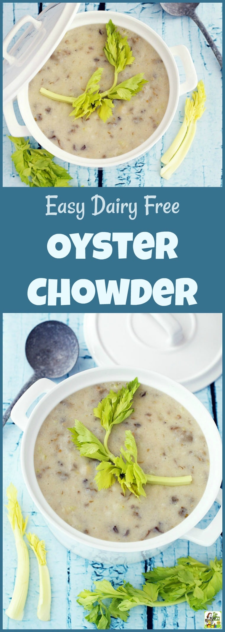 Looking for a healthy oyster chowder recipe that\'s also gluten free and dairy free? Try this recipe for Easy Dairy Free Oyster Chowder. #glutenfree #dairyfree #oysters #oysterchowder #oystersoup #soup #homemadesoup #recipe #easy #recipeoftheday #healthyrecipes #easyrecipes #chowder
