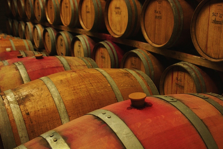 Wine barrels at a winery in Temecula, California.