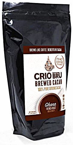 A bag of Crio Bru Ecuador Light Roast Brewed Cocoa.