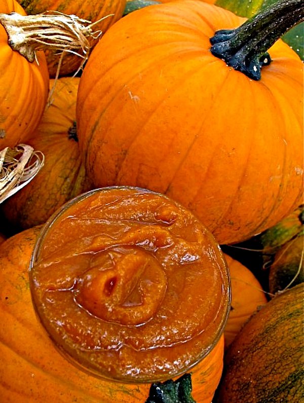 A dish of Homemade Spiced Pumpkin Butter.