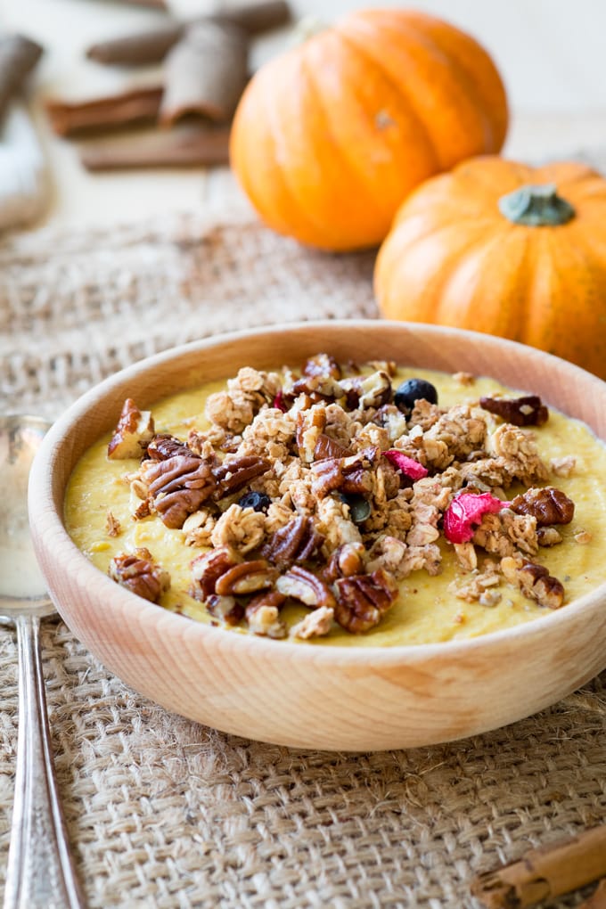 A pumpkin Greek Yogurt Breakfast Bowl.