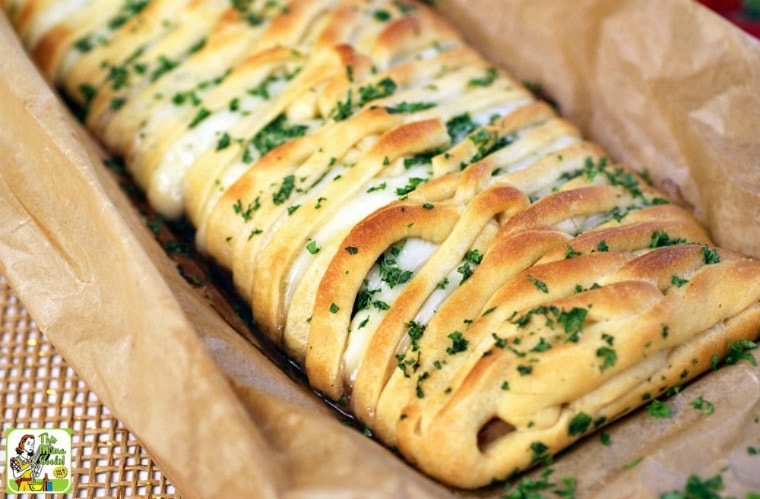 Turkey Cranberry Crescent Braid on brown parchment paper.