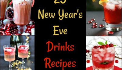 Are you looking for New Year's Eve drinks recipes to serve to guests at your end of the year party? Here are 25 New Year’s Eve cocktail recipes (and a few mocktail recipes) that everyone will love. Click on the links and discover these amazing new years eve drink recipes from some of my favorite bloggers. You’ll find all kinds from classic champagne cocktails, guilt-free juice filled drinks, margaritas, tea cocktails, boozy hot chocolate, wine spritzers, and more! New Year’s Eve drinks recipes party tips To encourage your guests to make their own cocktails and mocktails, print out some recipe ideas. Or prepare a tray of premade cocktails and mocktails ready to go – either in cocktail glasses, a pitcher or a punch bowl. (And don’t forget the ice!) You can find more New Year’s Eve cocktail recipes here at This Mama Cooks! On a Diet. Two New Year’s Eve drink ideas that I like to mix up are Slow Cooker Mulled Wine and Slow Cooker Smoking Bishop since you can make the drinks ahead of time and guests can serve themselves. Do you have any favorite New Year’s Eve drinks that you make every year? Share below! Slow Cooker Mulled Wine at This Mama Cooks! On a Diet  Pomegranate Wine Spritzer from Chaos is Bliss Healthy And Festive Cranberry Mimosa Recipe from Watch What U Eat Whiskey Champagne Cocktail from Ann's Entitled Life Frosty Coconut Mint Green Tea Mocktail from Strength & Sunshine Spiked Hot Chocolate from TAK The Anthony Kitchen Strawberry Whiskey Champagne Cocktail from My Crazy Good Life Sparkling Shiraz Cocktail with Dark Chocolate Coated Cacao Nibs from Nomageddon Sparkling Strawberry Martini from Hunger Thirst Play Citrus Champagne Sparklers from Dash of Jazz Ginger Jungle Bird Sparkling Cocktail from Feast in Thyme White Winter Sangria Recipe at Everyday Maven Blue Christmas Mocktail Recipe from 3 Boys and a Dog Blue Q Margarita from Pass Me Some Tasty Cinnamon Cherry 7UP Cocktail with Bourbon from The Weary Chef Spiked Mexican Hot Chocolate from Deliciously Plated Cranberry Ginger Fizz Cocktail from Southern Mom Loves Aperol Punch from Taste And See Raspberry Sparkling Wine or Champagne Drink from DIY Candy Mulled Apple Cider from Blessed Beyond Crazy Hot Cinnamon Cider Tea Punch from Tag & Tibby New Year's Eve Sparkling Sorbet Floats Recipe from Viva Veltoro Cranberry Pineapple Mocktail from Finding Zest Nutella Raspberry Martini from Dessert for Two Sparkling Cider Sangria from Art from My Table