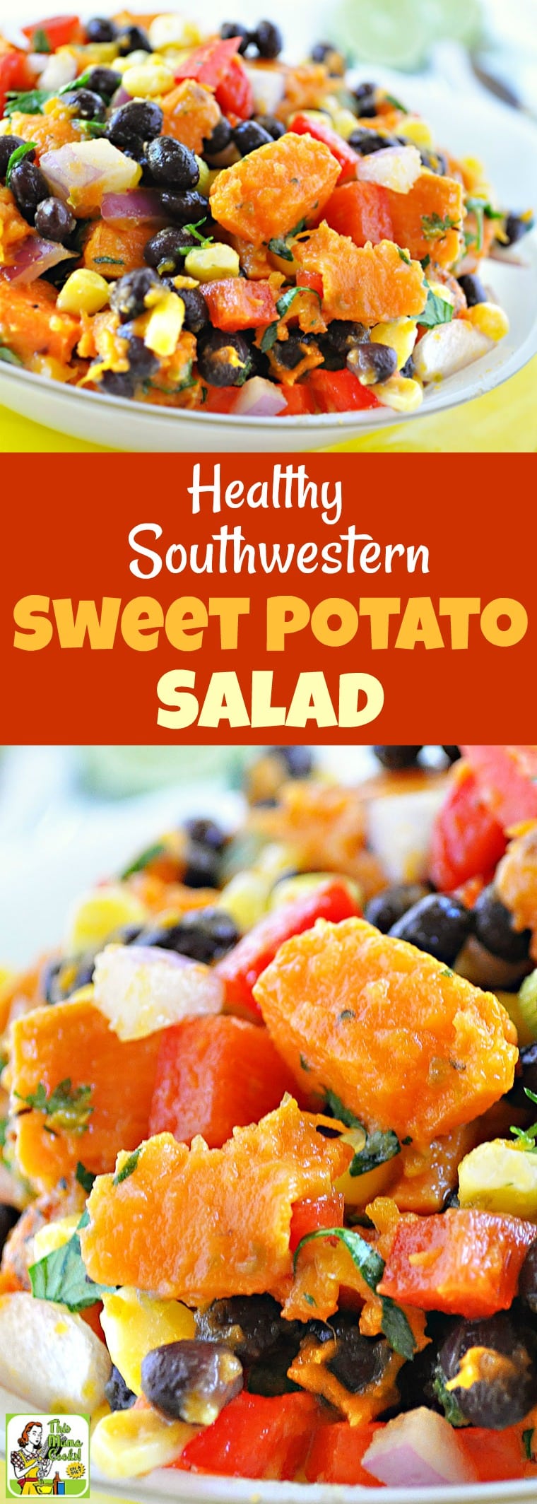 Try this Healthy Southwestern Sweet Potato Salad recipe! This cold sweet potato recipe is ideal for bbqs and potluck parties. Click to get this healthy, gluten free, and easy to make sweet potato salad recipe! #recipe #easy #recipeoftheday #healthyrecipes #glutenfree #easyrecipes #salad #sweetpotato #blackbeans #healthysalad