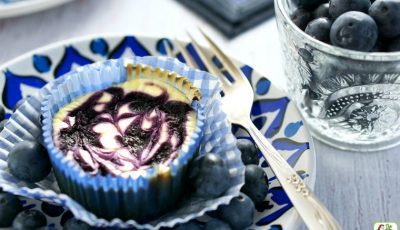 Gluten Free Mini Cheesecake with Blueberry Swirl