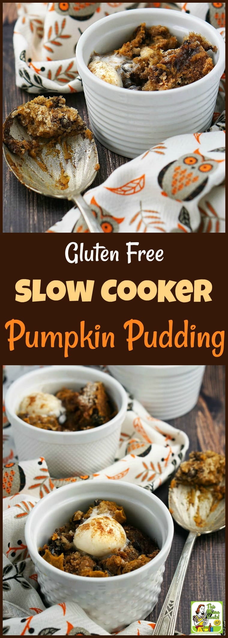 Looking for a pumpkin pudding recipe that you can make in your crock-pot? Then you'll love this Gluten Free Slow Cooker Pumpkin Pudding! Quick and easy to make, this crock-pot dessert is gluten free, dairy free, and vegan! #recipe #easy #recipeoftheday #healthyrecipes #glutenfree #easyrecipes#pumpkindessert #pumpkinrecipe #pumpkin #halloween #thanksgiving #dessert #dessertrecipes #slowcooker #crockpot #vegan #veganfood #veganrecipes
