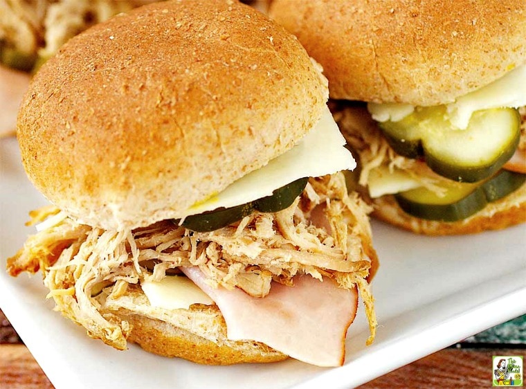 Closeup of a tray of Cuban Sliders.