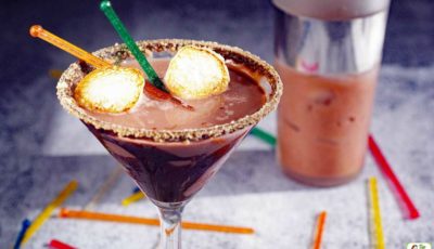 S'mores Martini served with toasted marshmallows