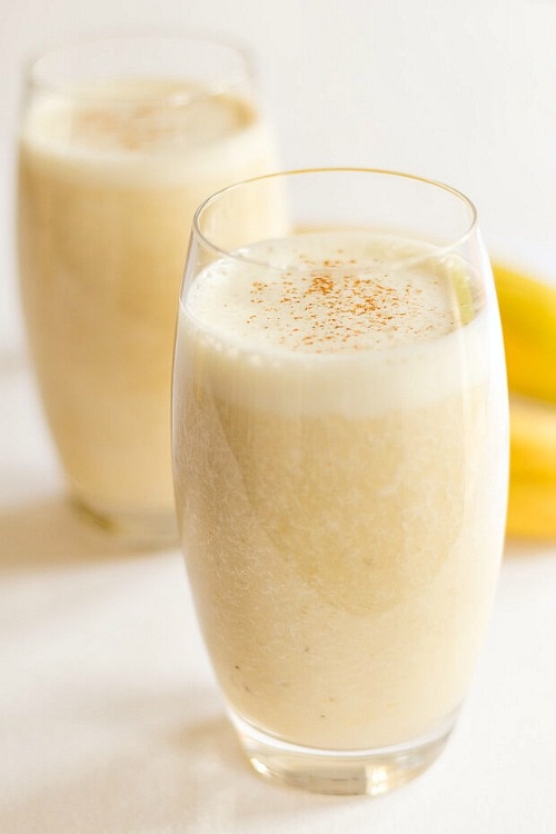 Glass of Banana Boost Smoothie.