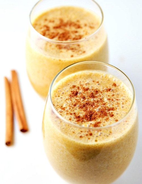 Glasses of Cinnamon Turmeric Smoothie.