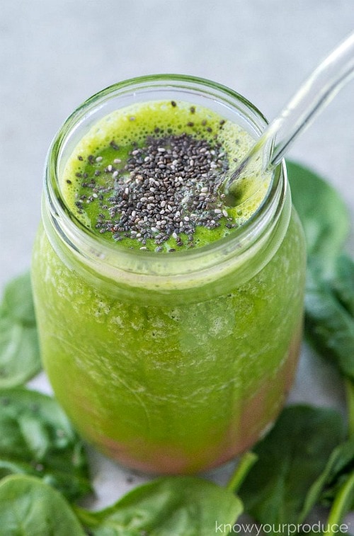 Jar of Alkaline Smoothie with straw.