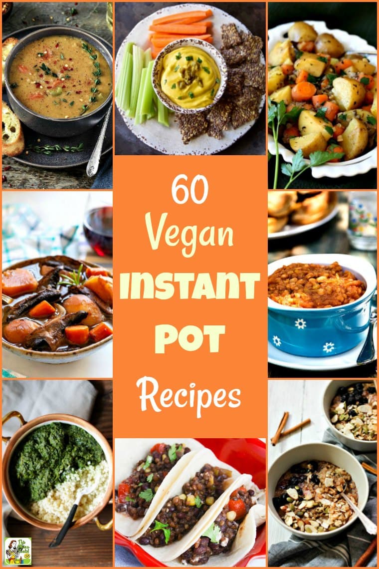60 Vegan Instant Pot Recipes you\'ll love. These delicious plant-based recipes are perfect for your Instant Pot pressure cooker – soups and chili, main dishes like tacos and meatballs, and more. #healthyrecipes #vegan #veganfood #veganrecipes #vegetarian #instantpot #instantpotrecipes #instantpotsoup #instantpotsouprecipes #instantpotrecipeseasy