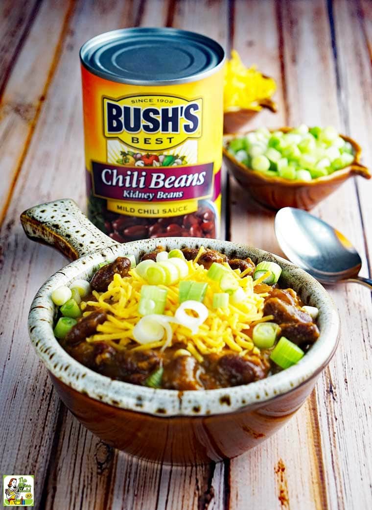 Instant Pot Chili and a can of Bush's Kidney Chili Beans.