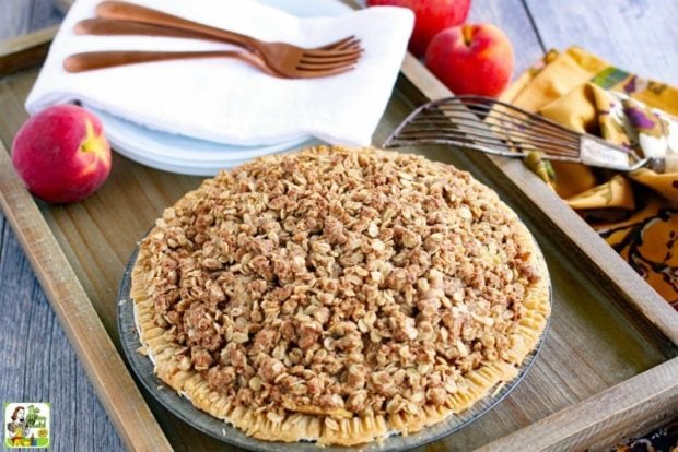 Easy Gluten Free Apple Peach Pie with Crumble Crust This