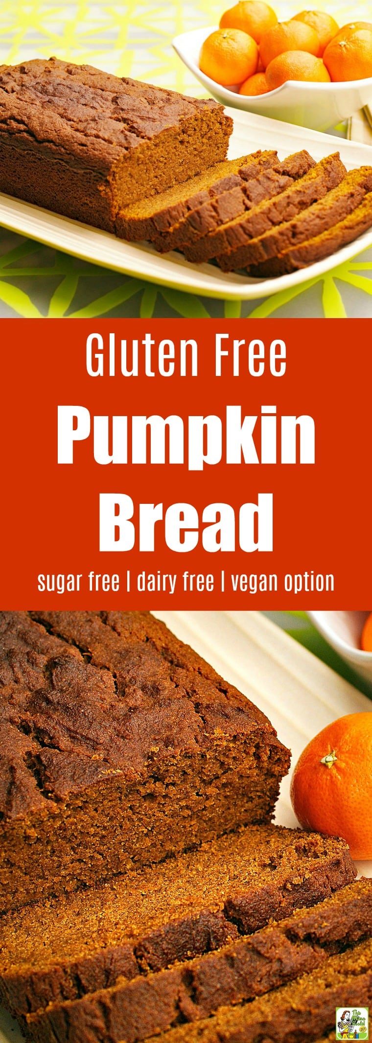 Bake up a batch of gluten-free pumpkin bread. This gluten-free pumpkin bread recipe is sugar-free and dairy-free. This easy to make pumpkin bread recipe makes 2 loaves and comes with a vegan option. #recipes #easy #recipeoftheday #glutenfree #easyrecipe #easyrecipes #glutenfreerecipes #breakfast #snacks #baking #bread #pumpkindessert #pumpkinrecipe #pumpkin #pumpkinspice #dairyfree #veganfood #vegan #veganrecipes #sugarfree