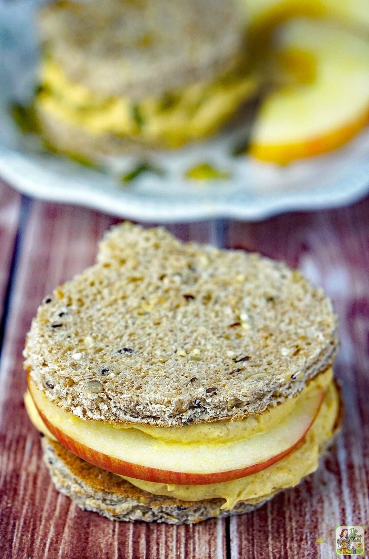 Closeup of a pumpkin dip sandwich.