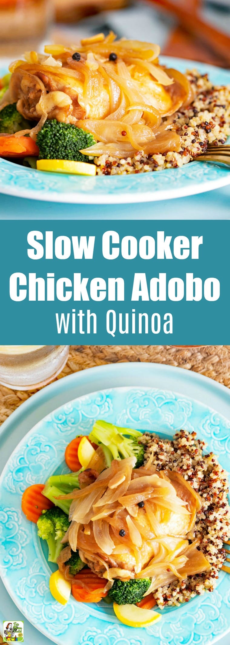 Make this Slow Cooker Chicken Adobo for dinner tonight! Crockpot chicken adobo is easy to make, wholesome, and budget-friendly. It\'s a simple chicken recipe the whole family will love. #recipe #glutenfree #glutenfreerecipes #dinner #dinnerrecipes #chicken #chickenrecipes #slowcooker #slowcookerrecipes #crockpot #crockpotrecipes #budgetfriendly
