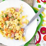Mac & Cheese Casserole with Peas, Carrots & Ham
