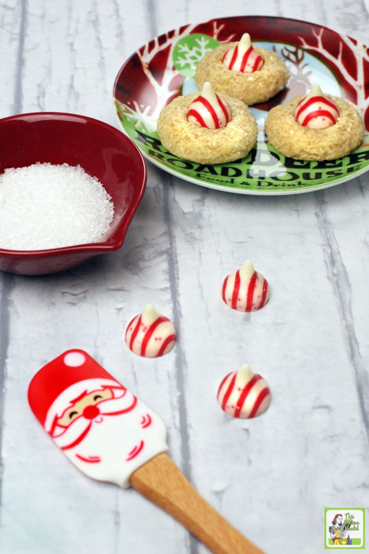 Peppermint Thumbprint Hershey Kiss Cookies | This Mama Cooks!