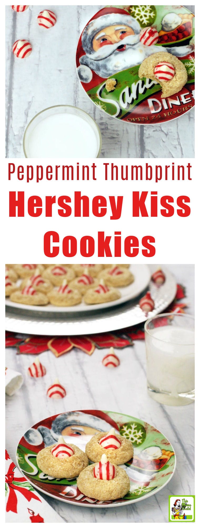 These Peppermint Thumbprint Hershey Kiss Cookies are buttery and soft. Hershey Kiss sugar cookies are gluten free and easy to make for holiday cookie swaps. This thumbprint cookies with Hershey Kisses recipe comes with dairy free substitutions. These cookies with Hershey kiss inside can be made in 40 minutes or less. #glutenfree #glutenfreerecipes #cookies #baking #sugarcookies #holidaybaking #dairyfree