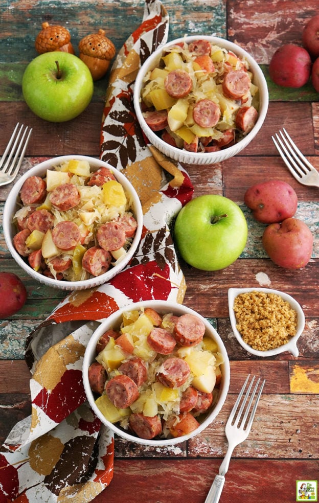 Slow Cooker Sauerkraut and Sausage Recipe with Potatoes and Apples