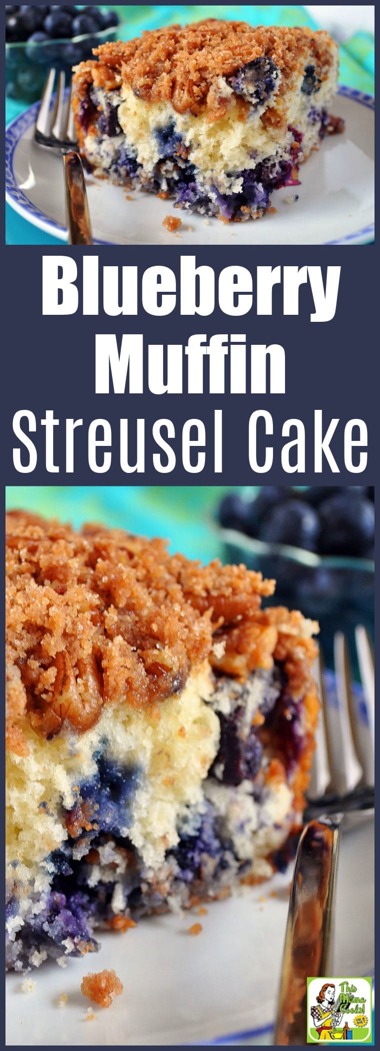 Blueberry Muffin Streusel Cake is perfect for your next work breakfast meeting, potluck, or brunch. This easy to make dessert recipe comes with gluten free, dairy free, and sugar free options. #recipe #recipes #blueberry #baking #cake #snacks #breakfast #brunch #glutenfree #sugarfree #dairyfree