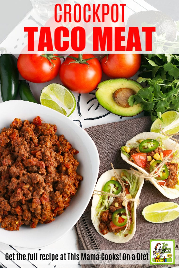 Making Crockpot Taco Meat means dinner is a breeze. That’s because everyone loves crockpot tacos whether it’s Taco Tuesday or you’re having guests over for a party. This 3-ingredient slow cooker taco meat recipe takes only 3 hours to make. #recipes #slowcooker #crockpot #tacos #tacotuesday #cincodemayo #groundmeat #groundbeef