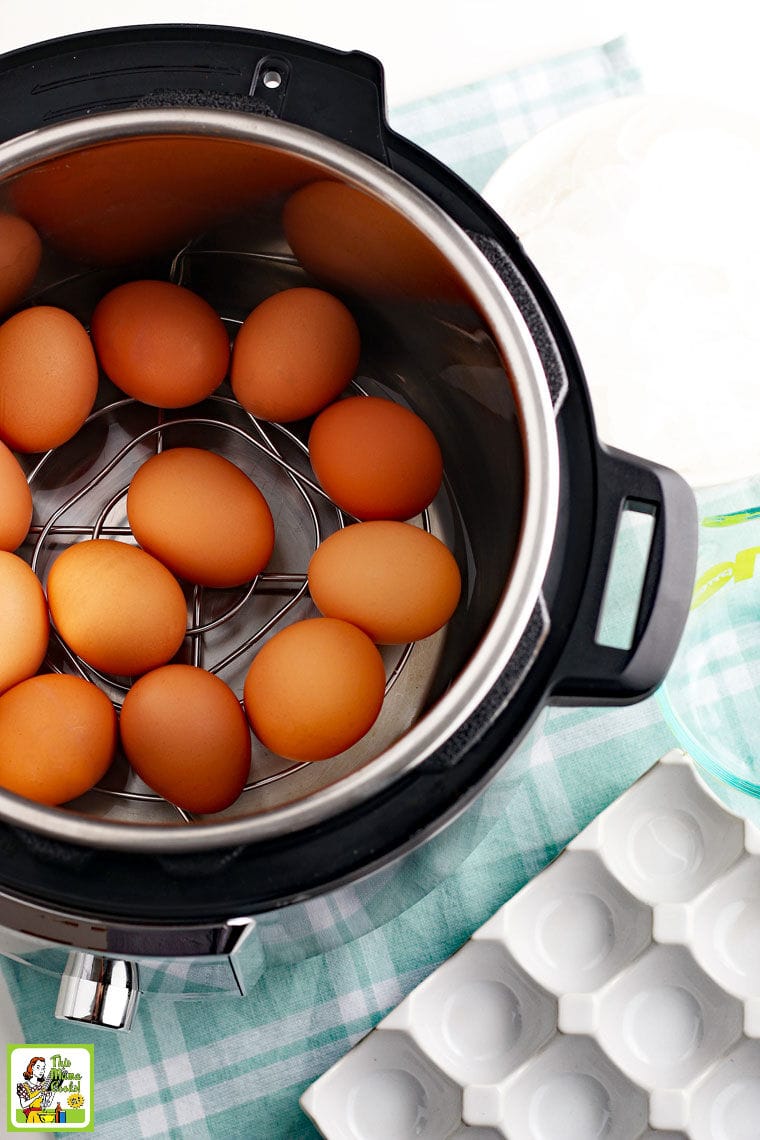 Φτιάχνουμε στιγμιαία κατσαρόλα σκληρά βρασμένα αυγά με καφέ αυγά χρησιμοποιώντας μια σχάρα αυγών χύτρας ταχύτητας.