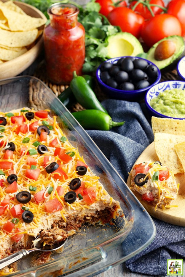Layered Taco Dip Recipe with Ground Beef and Cream Cheese | This Mama ...