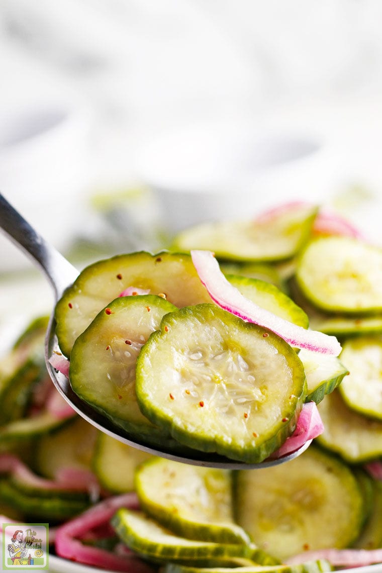 A spoonful of Cucumber Onion Salad.