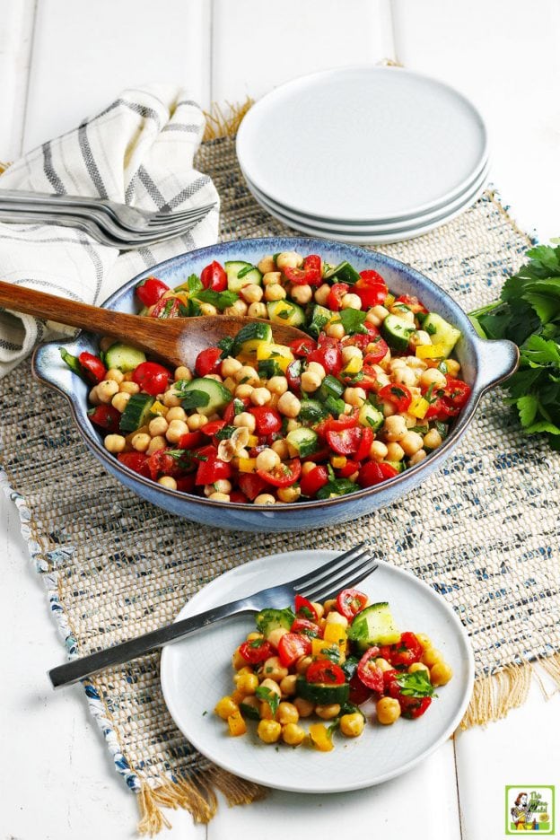 Easy Vegan Garbanzo Bean Salad Recipe | This Mama Cooks! On a Diet